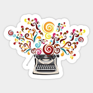 Creativity - typewriter with abstract swirls Sticker